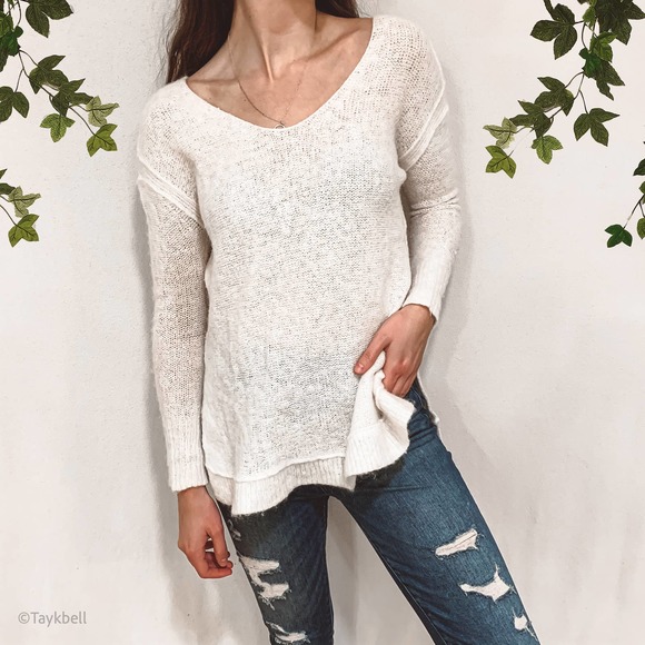 Free People Alpaca Cream Knit Pullover Sweater XS - Picture 1 of 15